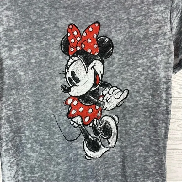 Disney Minnie Mouse Gray Burn Out T-Shirt Size XS - Picture 3 of 4